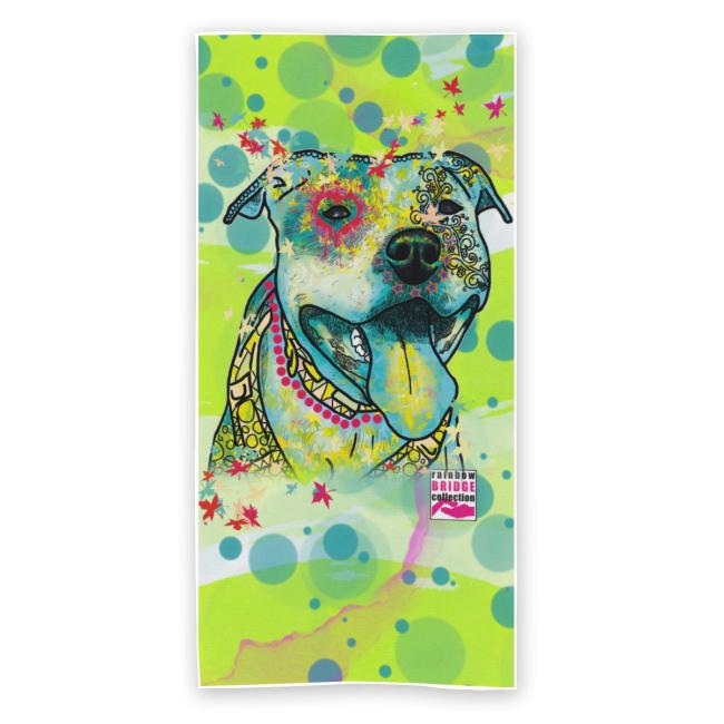 Badehandtuch Pablo – Popart-Hundemotiv, 75x165 cm, 100 % Polyester, weich & schnelltrocknend